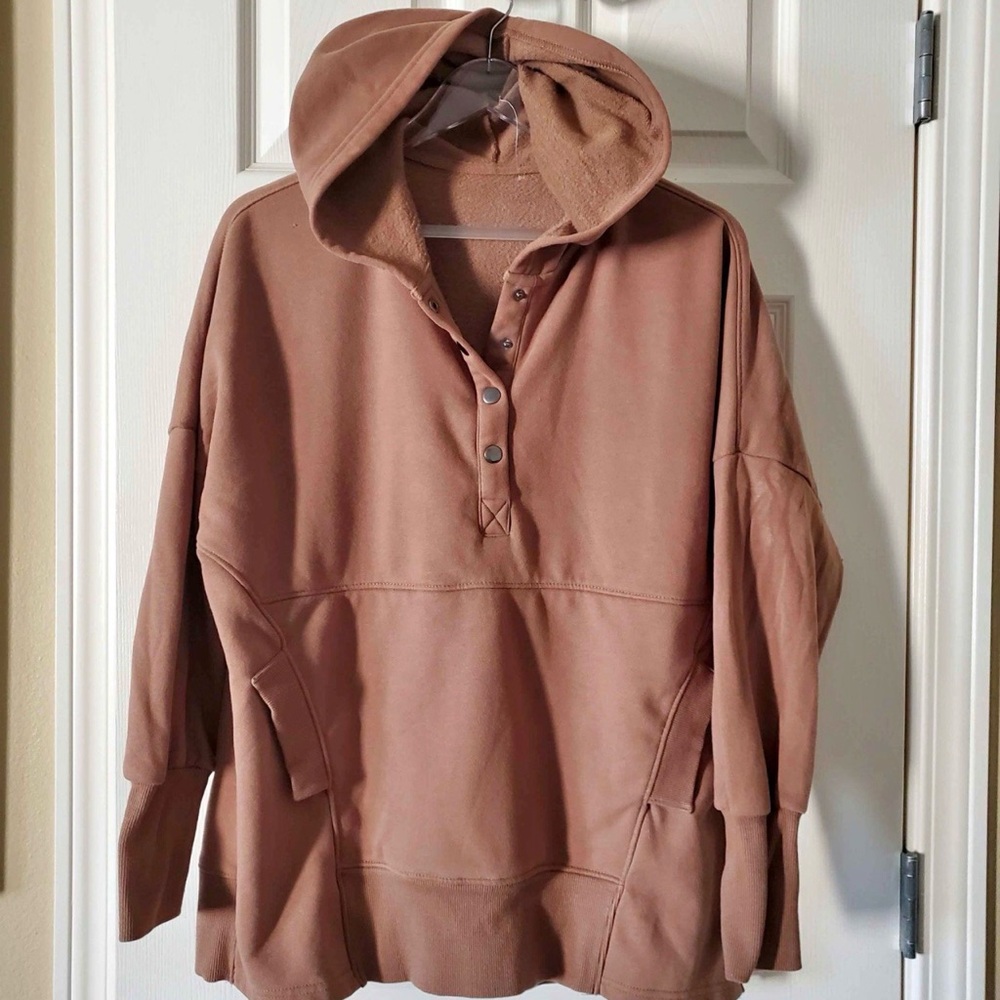 Cozy Oversized Brown Hooded Pullover